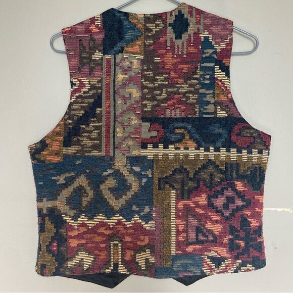 Vintage | Deborah Murray Multicolour Tapestry V-Neck Quilted Vest Size XS - Picture 6 of 6